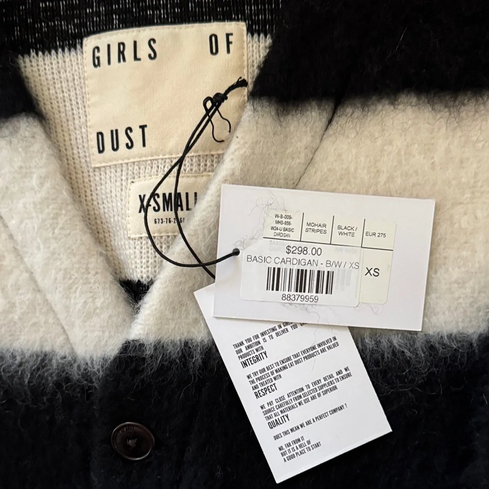 Girls of Dust Black and White Striped Cardigan XS NWT - Picture 5 of 10